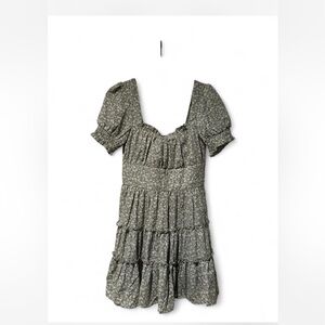 Trixxi Olive Green Textured Dress